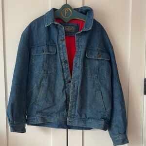 Vintage Denim Jacket Lord & Taylor The Man’s Shop Red Flannel-Lined - L